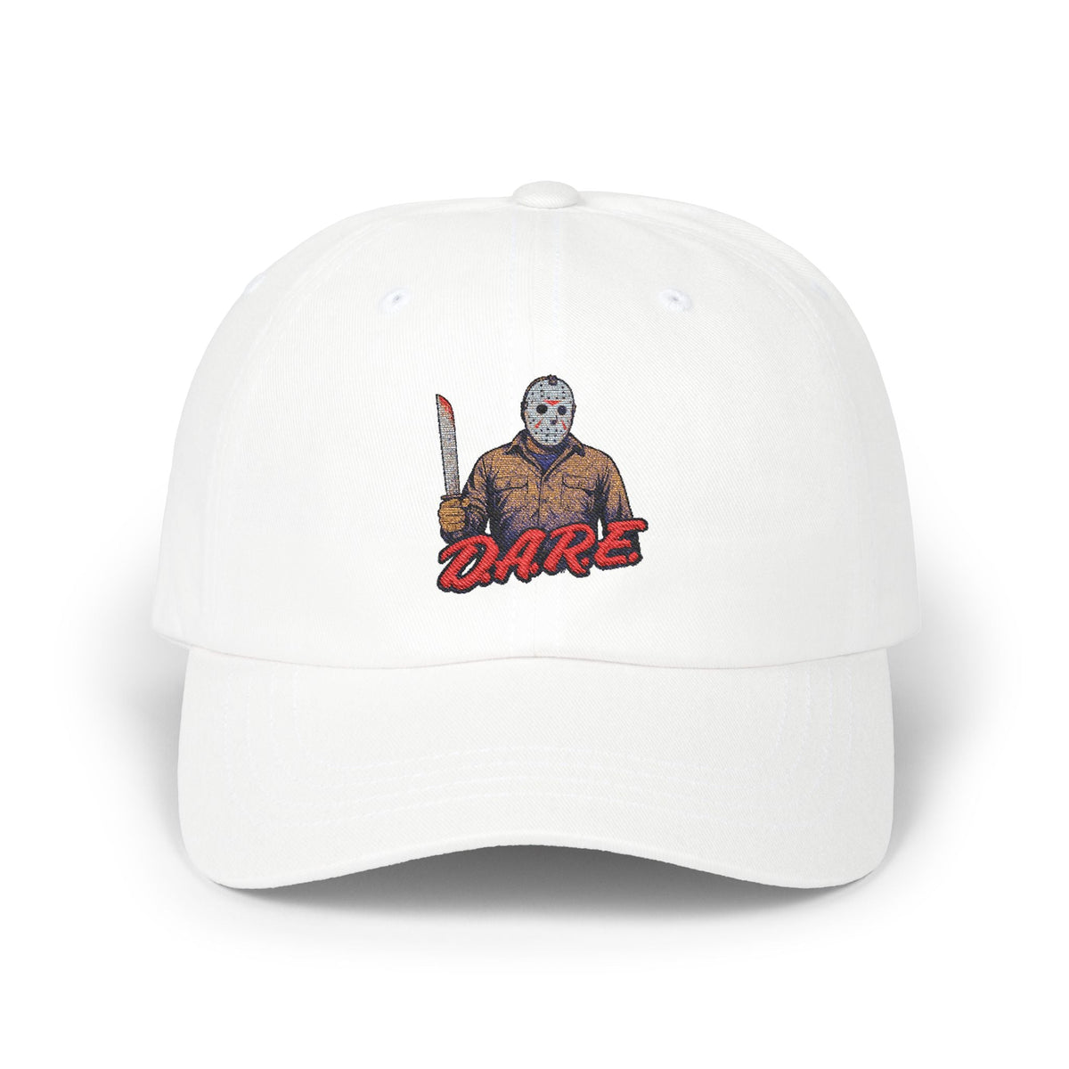 Jason Voorhees D.A.R.E. Parody Dad Hat – 80s Horror Meme Printed Cap