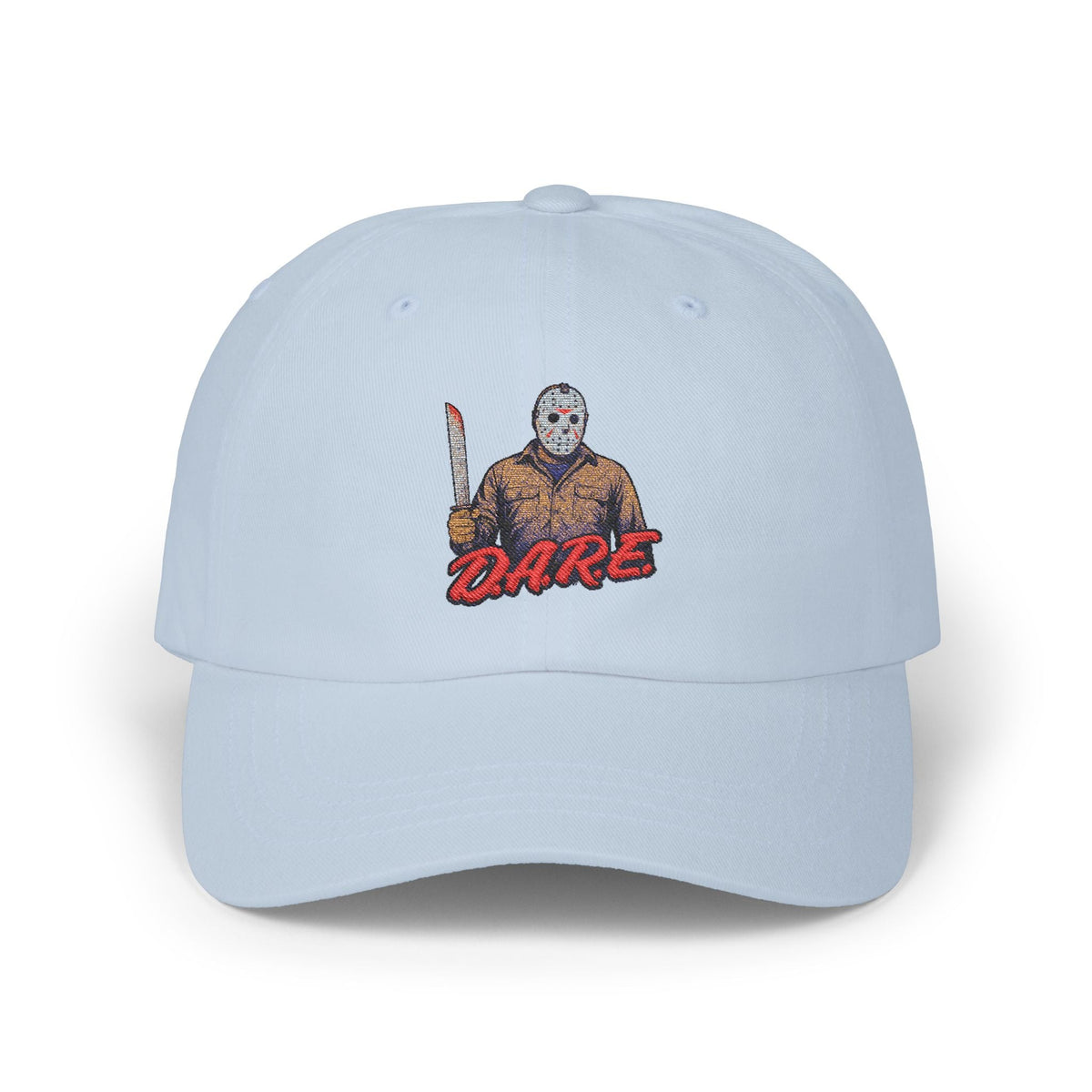 Jason Voorhees D.A.R.E. Parody Dad Hat – 80s Horror Meme Printed Cap