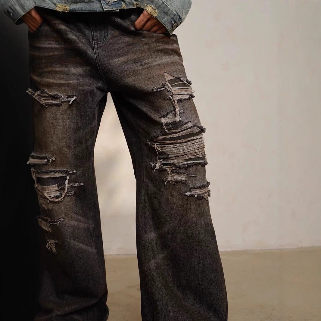 Retro Loose Bootcut Wide-leg Denim Jeans For Men