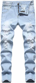 HENGAO Boy's Distressed Ripped Skinny Jeans