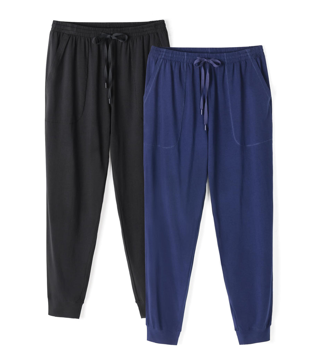 DAVID ARCHY Men's Pajama Pants Cotton Bottoms Soft Lightweight Loungewear with Drawstring and Pockets 2 Pack