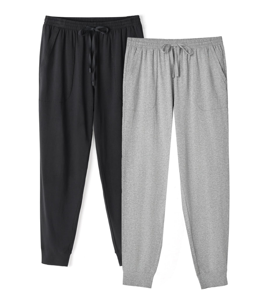 DAVID ARCHY Men's Pajama Pants Cotton Bottoms Soft Lightweight Loungewear with Drawstring and Pockets 2 Pack