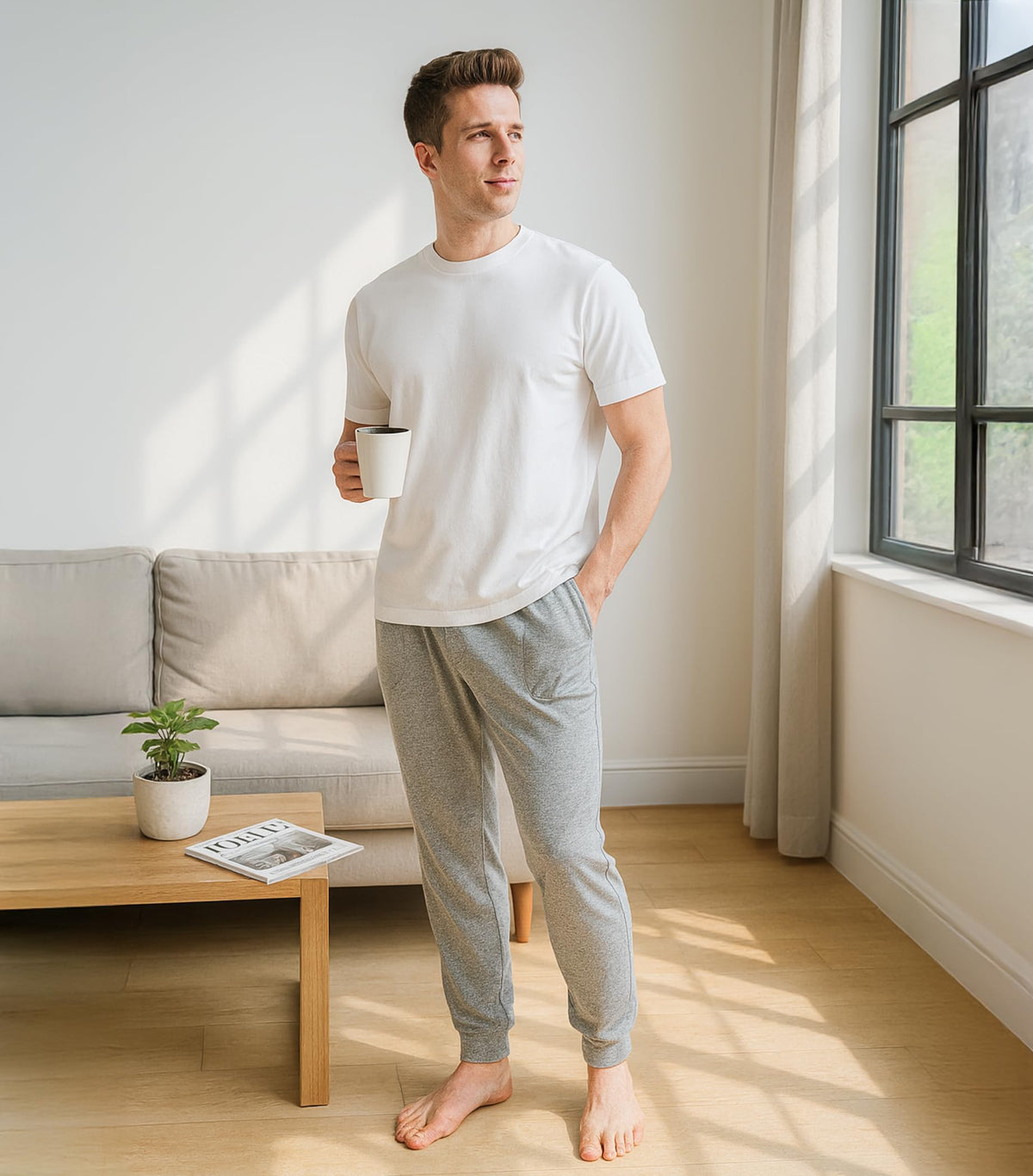 DAVID ARCHY Men's Pajama Pants Cotton Bottoms Soft Lightweight Loungewear with Drawstring and Pockets 2 Pack