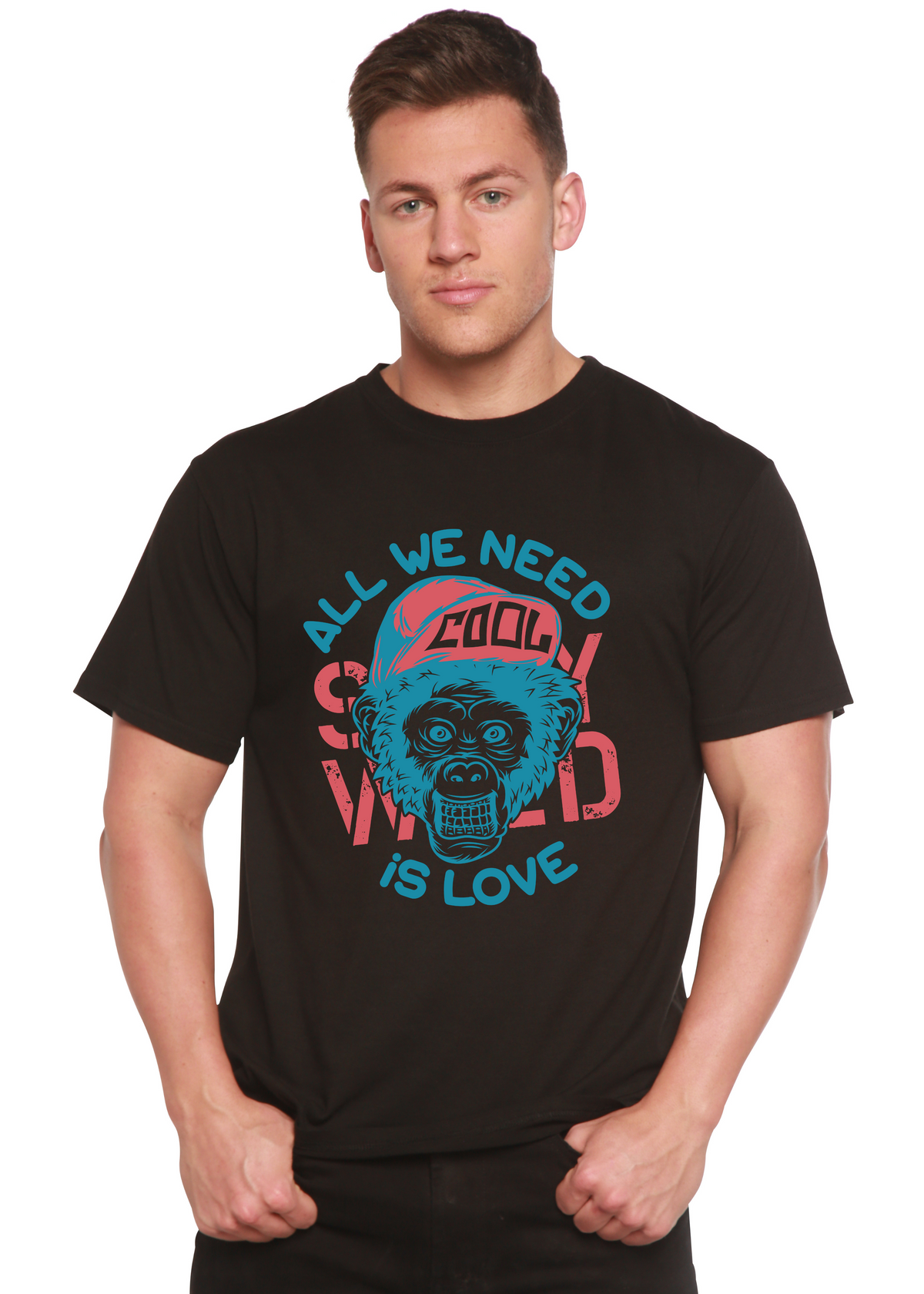 All We Need is Love Men's Bamboo Viscose/Organic Cotton Short Sleeve Graphic T-Shirt