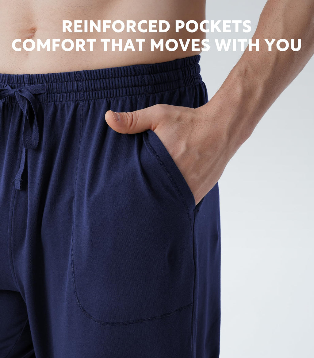 DAVID ARCHY Men's Pajama Pants Cotton Bottoms Soft Lightweight Loungewear with Drawstring and Pockets 2 Pack
