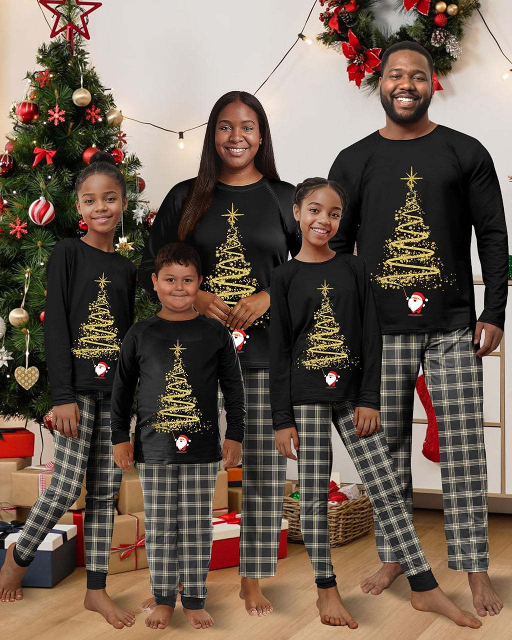 Rnxrbb 2025 Christmas Pajamas Family Matching Sets Christmas Pjs Xmas Sleepwear for Women Men Couples Adult Kids