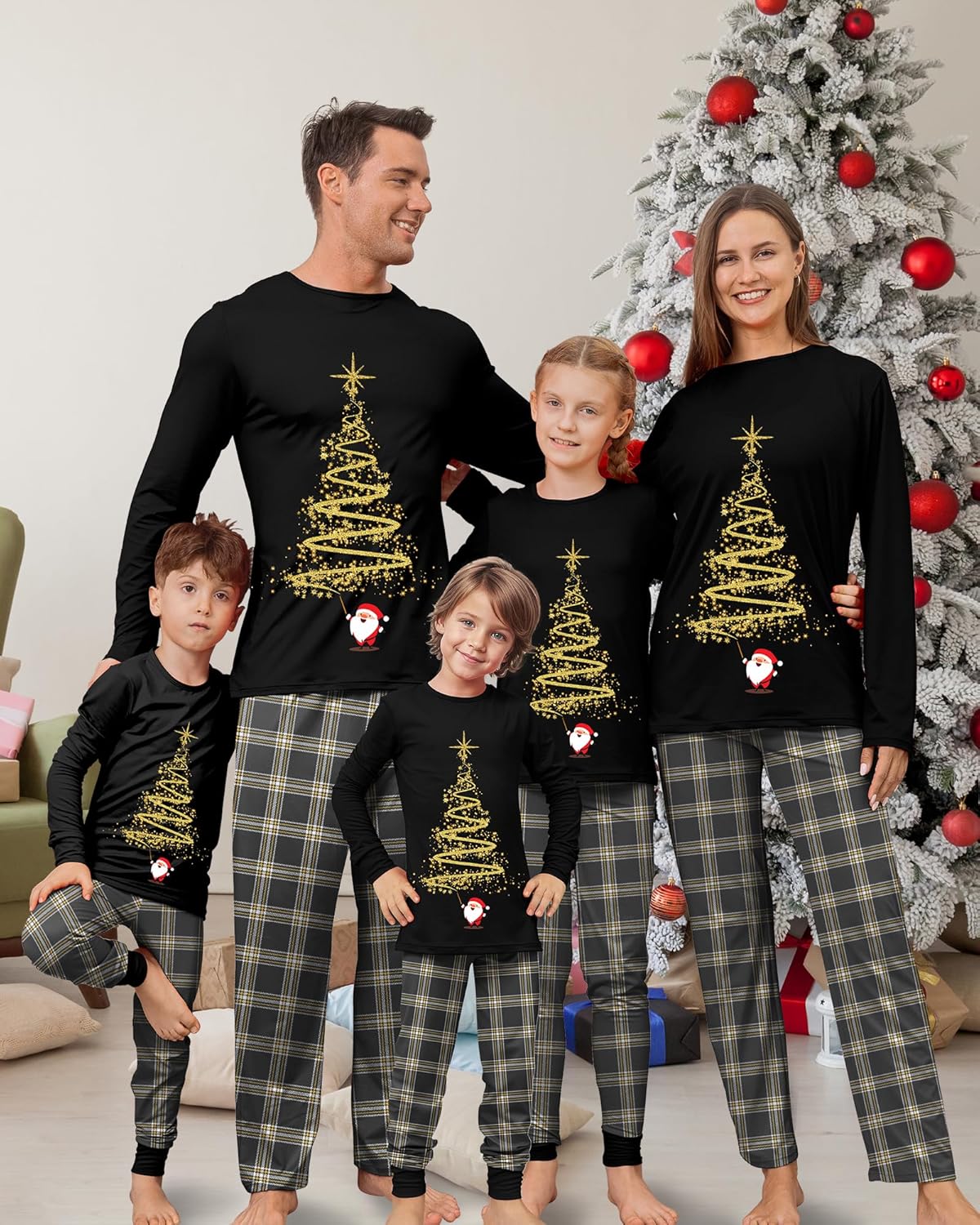 Rnxrbb 2025 Christmas Pajamas Family Matching Sets Christmas Pjs Xmas Sleepwear for Women Men Couples Adult Kids