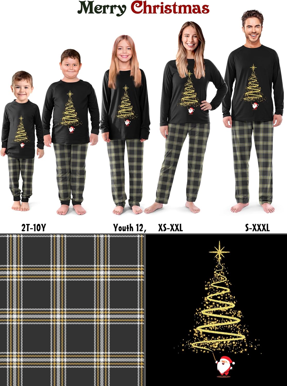 Rnxrbb 2025 Christmas Pajamas Family Matching Sets Christmas Pjs Xmas Sleepwear for Women Men Couples Adult Kids