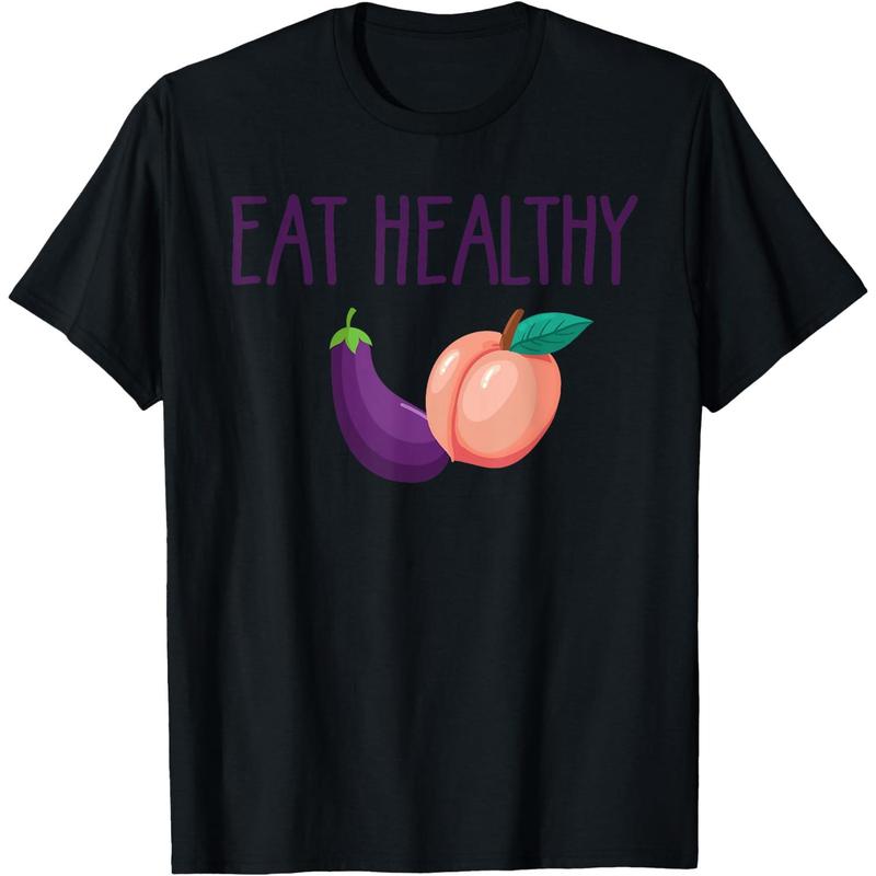 Men’s 220g Heavyweight Cotton T-Shirt – Double-Sided Print Tee with Healthy Lifestyle Theme