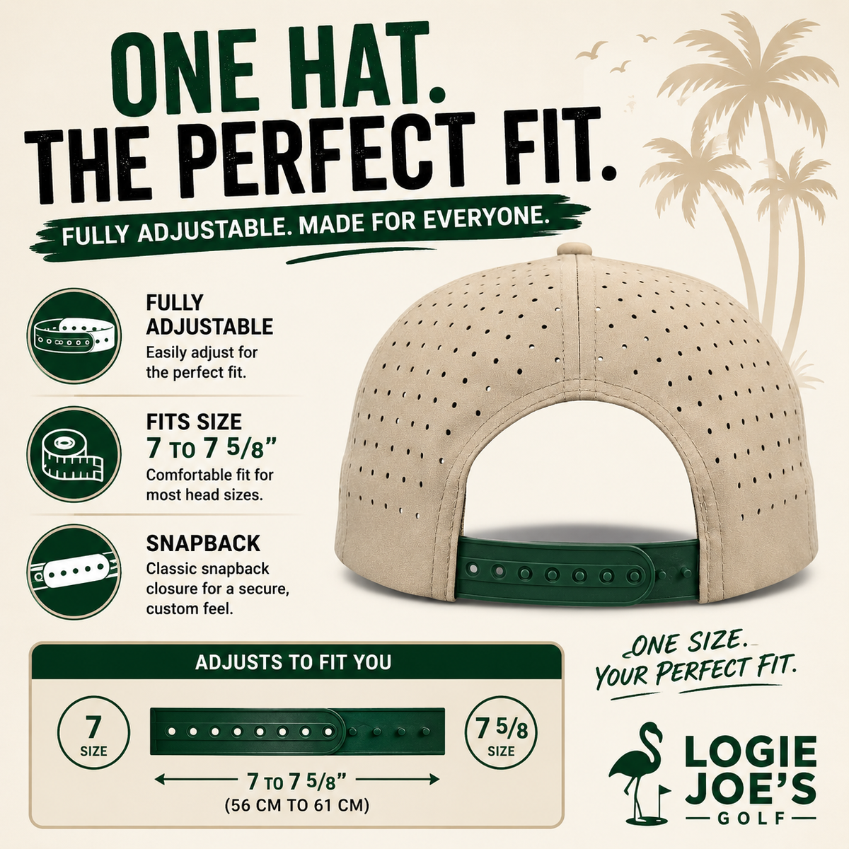 Just Peachy Golf Hat | Snapback Cap | Built-in Magnetic Ball Marker Holder + Marker Included | Adjustable Peach