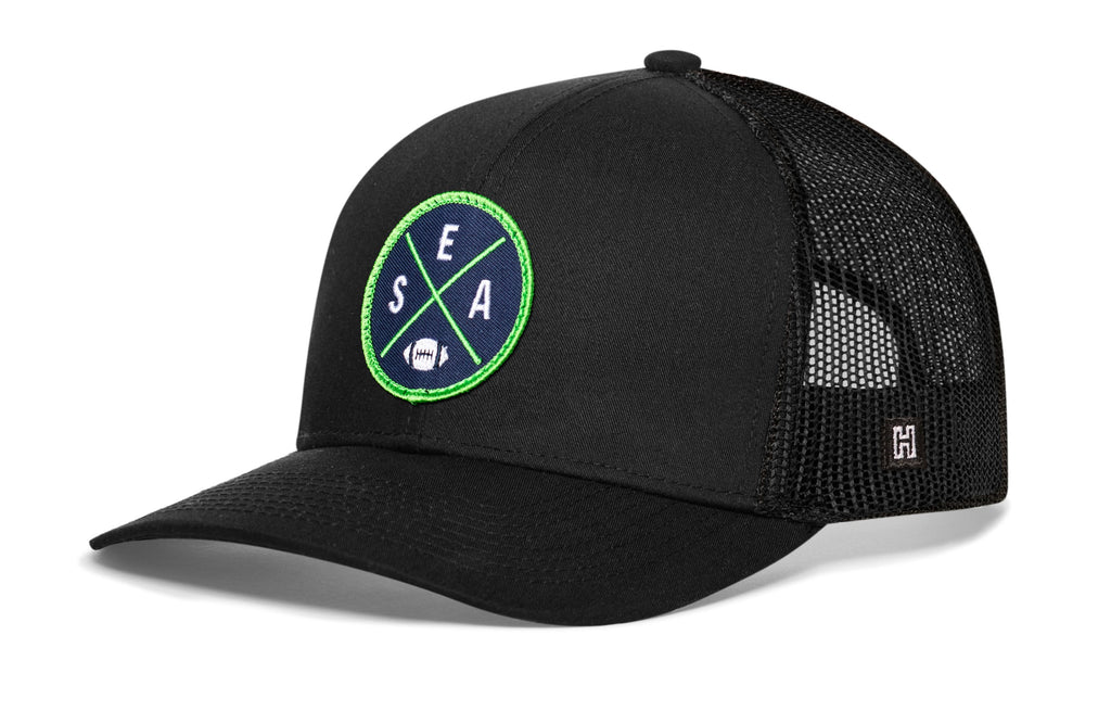 Seattle Football Trucker Hat  |  Navy Blue SEA X Snapback