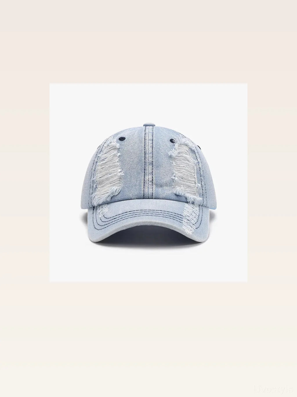 Light Blue Denim Distressed Adjustable Dad Baseball Cap