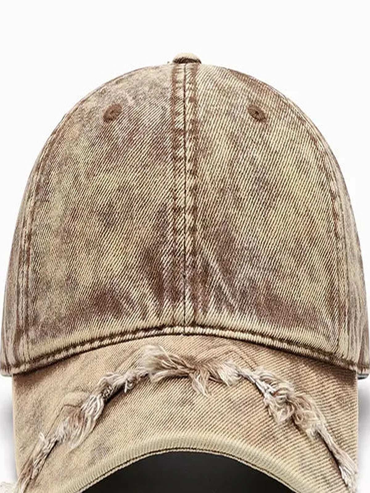 Fringe Hem Distressed Washed Cotton Dad Baseball Cap