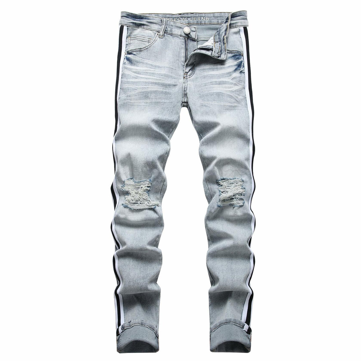 ABSECAI Men's Skinny Ripped Slim Fit Stretch Jeans Blue Size 34