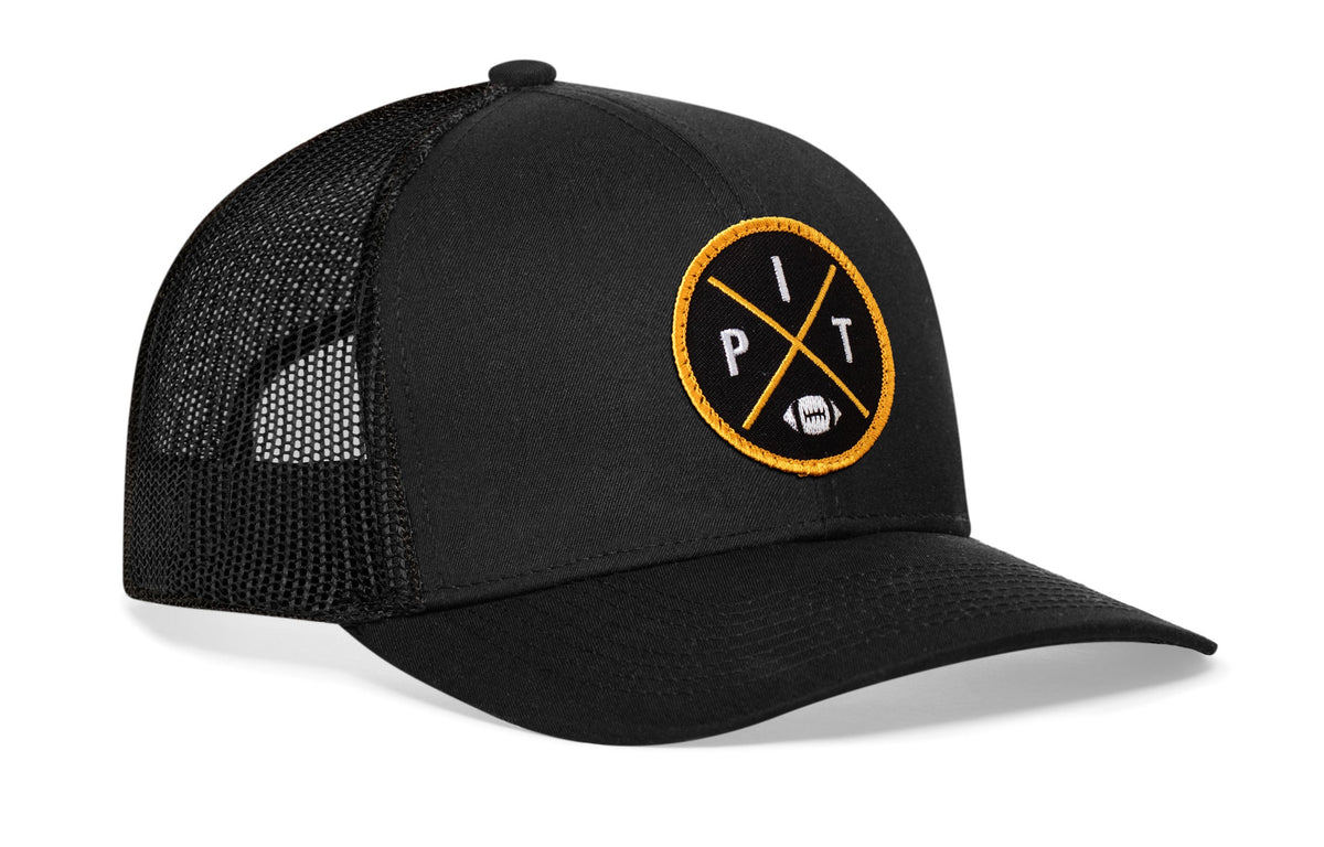 Pittsburgh Football Trucker Hat  |  Black PIT X Snapback